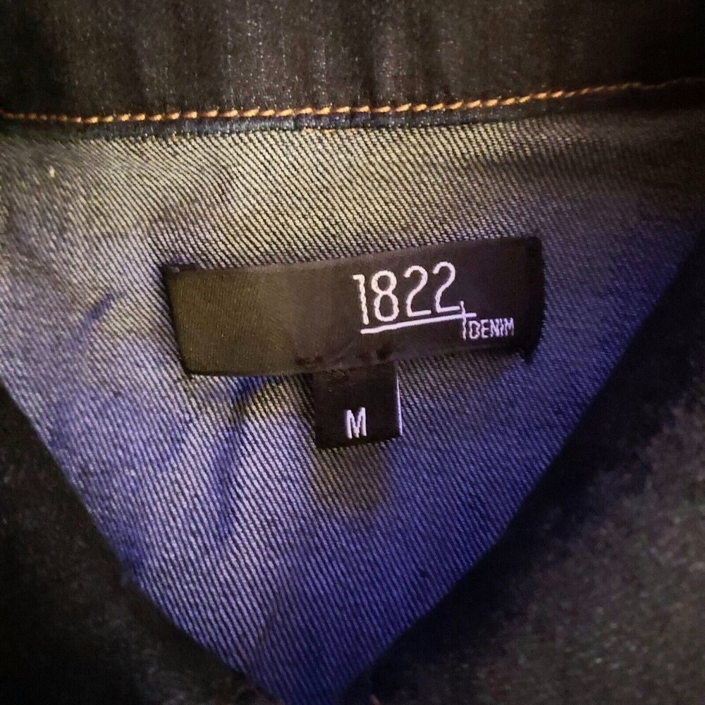 Denim Dark Blue Jean Jacket 1822 Heritage Button-Front Long Sleeve Cotton Size M - Picture 3 of 11